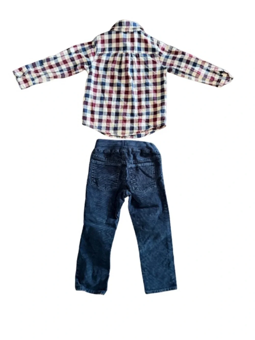 👔 Baby Gap Boys Outfit Set | Plaid Button Down + Navy Corduroy Pants | Size 4 ✨